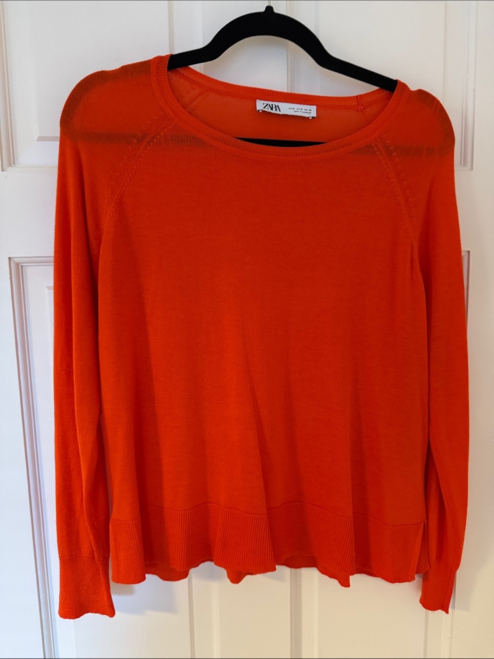 Zara Orange Scoop Neck Lightweight Sweater